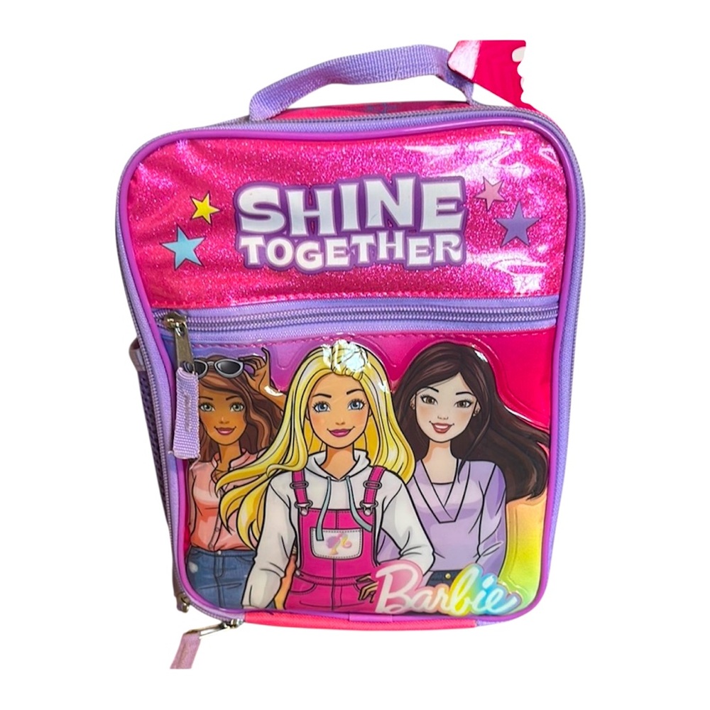 Barbie‎ Glittery Pink and Purple Lunch bag With Side Drink Holder